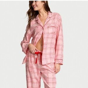 VS Flannel Pink Check Pajama Set L NWT (sold out online)